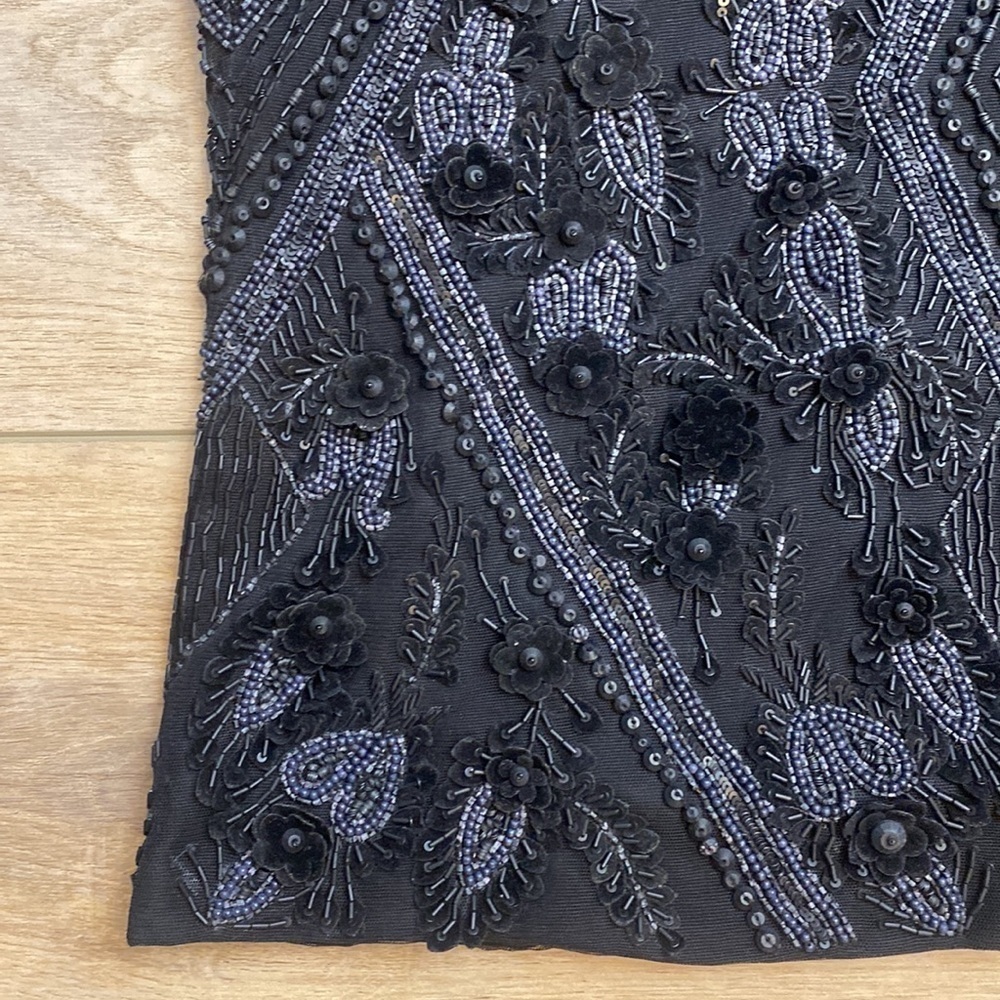Sally LaPointe Black Beaded Embellished Formal Tank Crop Top Whimsigoth Couture - Picture 11 of 16
